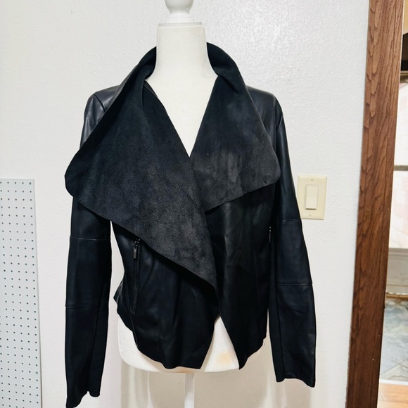 bagatelle black draped faux leather jacket - size M - Picture 5 of 7